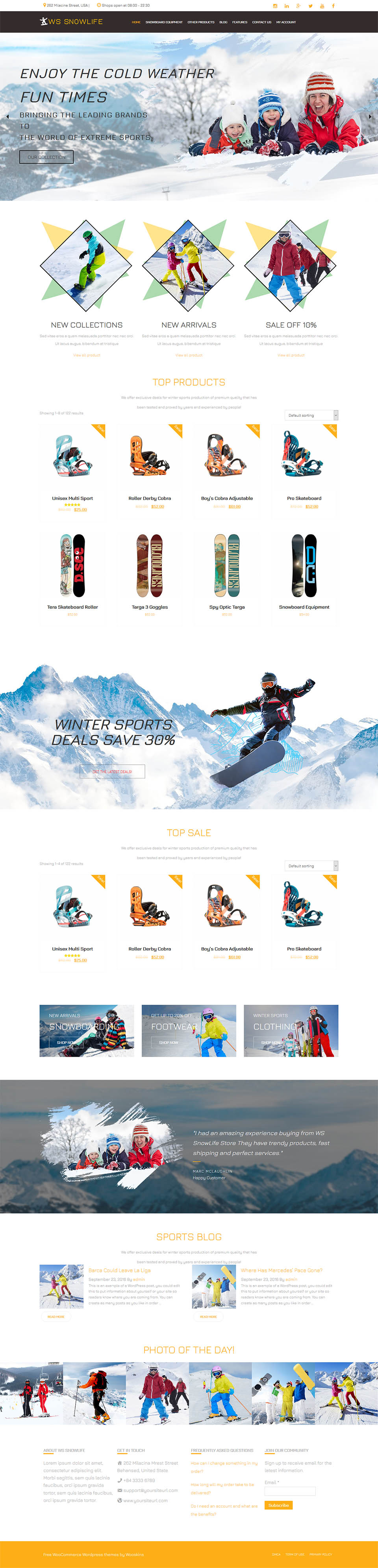 WordPress template WooSkins Snowlife