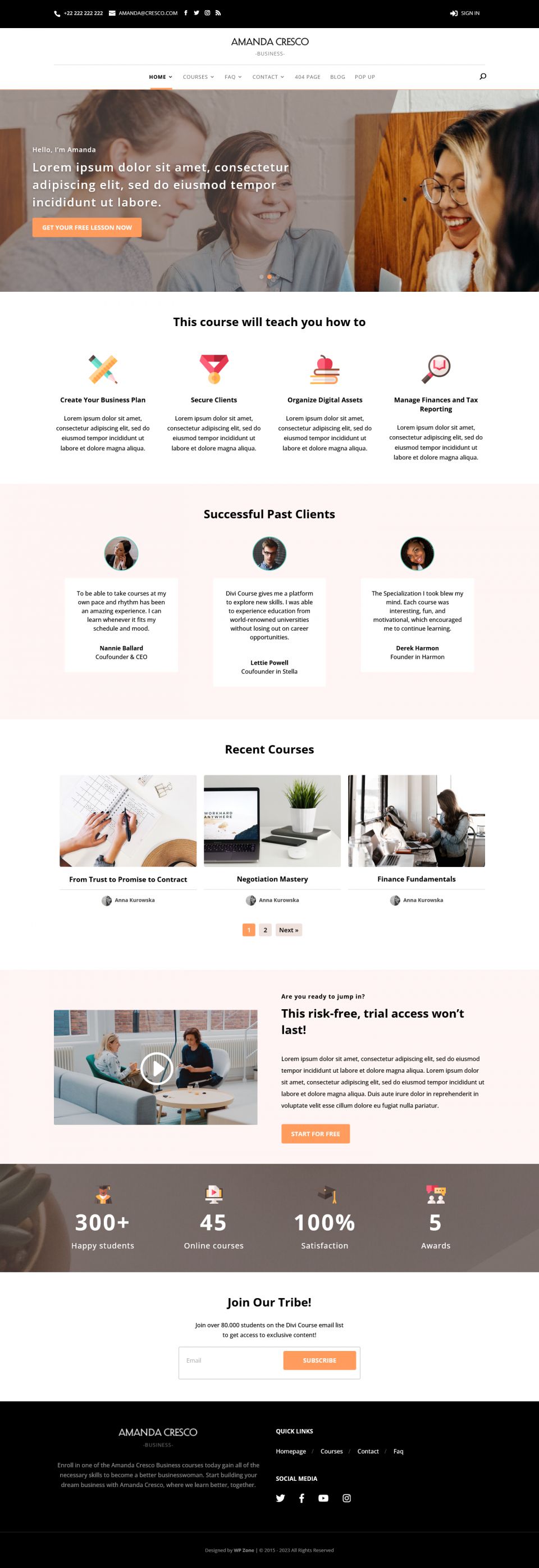 WordPress template WP Zone Divi Courses
