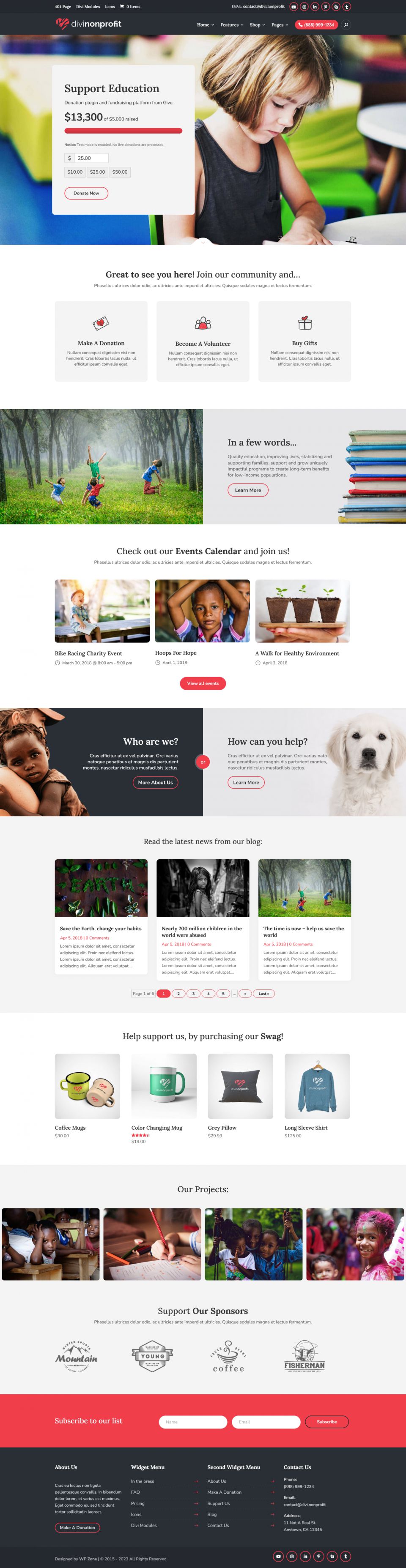 WordPress template WP Zone Divi Nonprofit