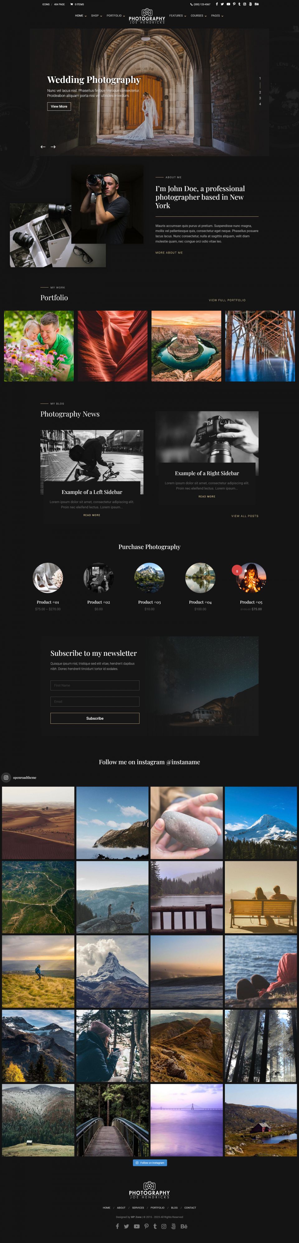 WordPress template WP Zone Divi Photography