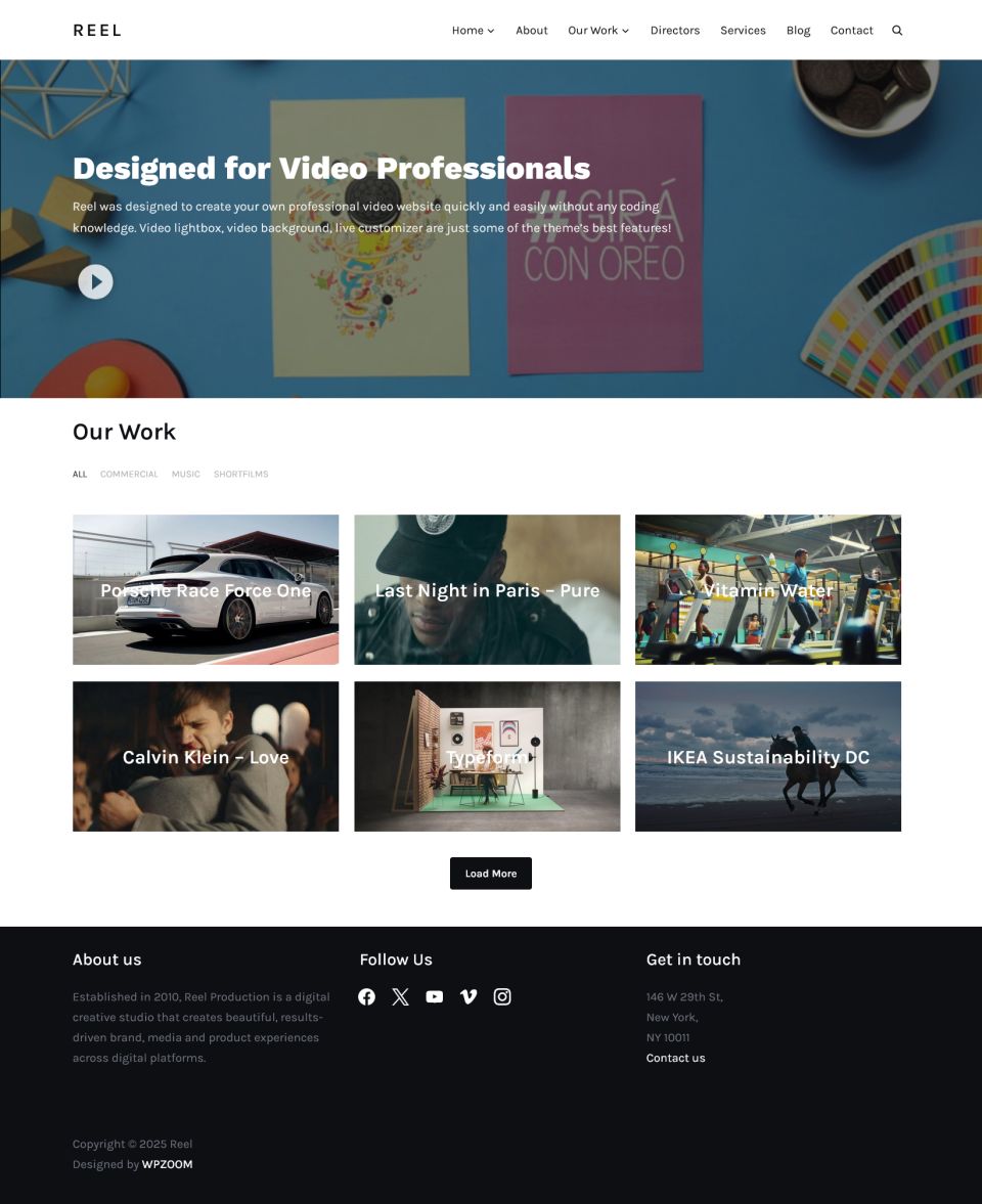 WordPress template WPZoom Reel