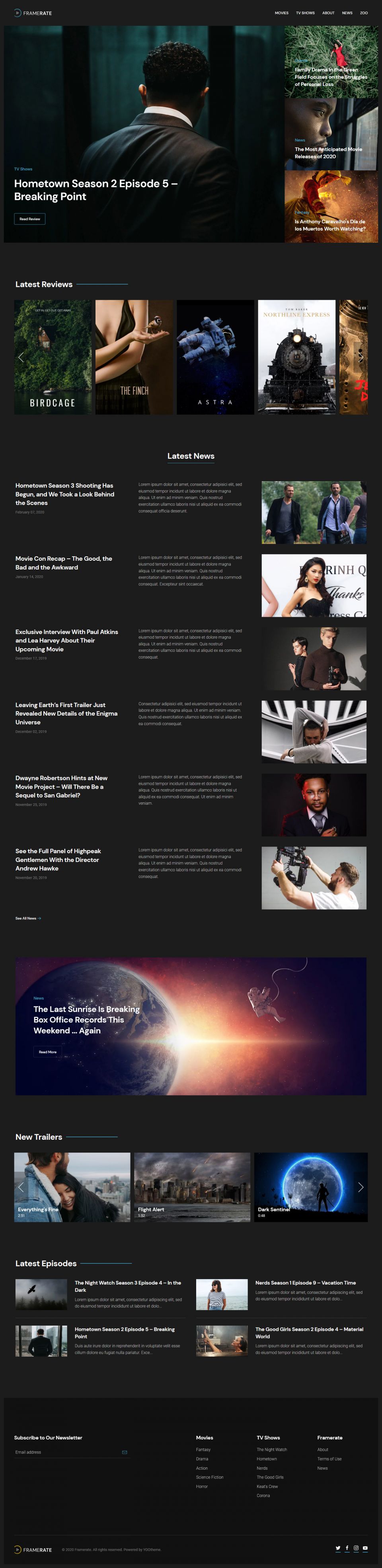 WordPress template YOOtheme Framerate