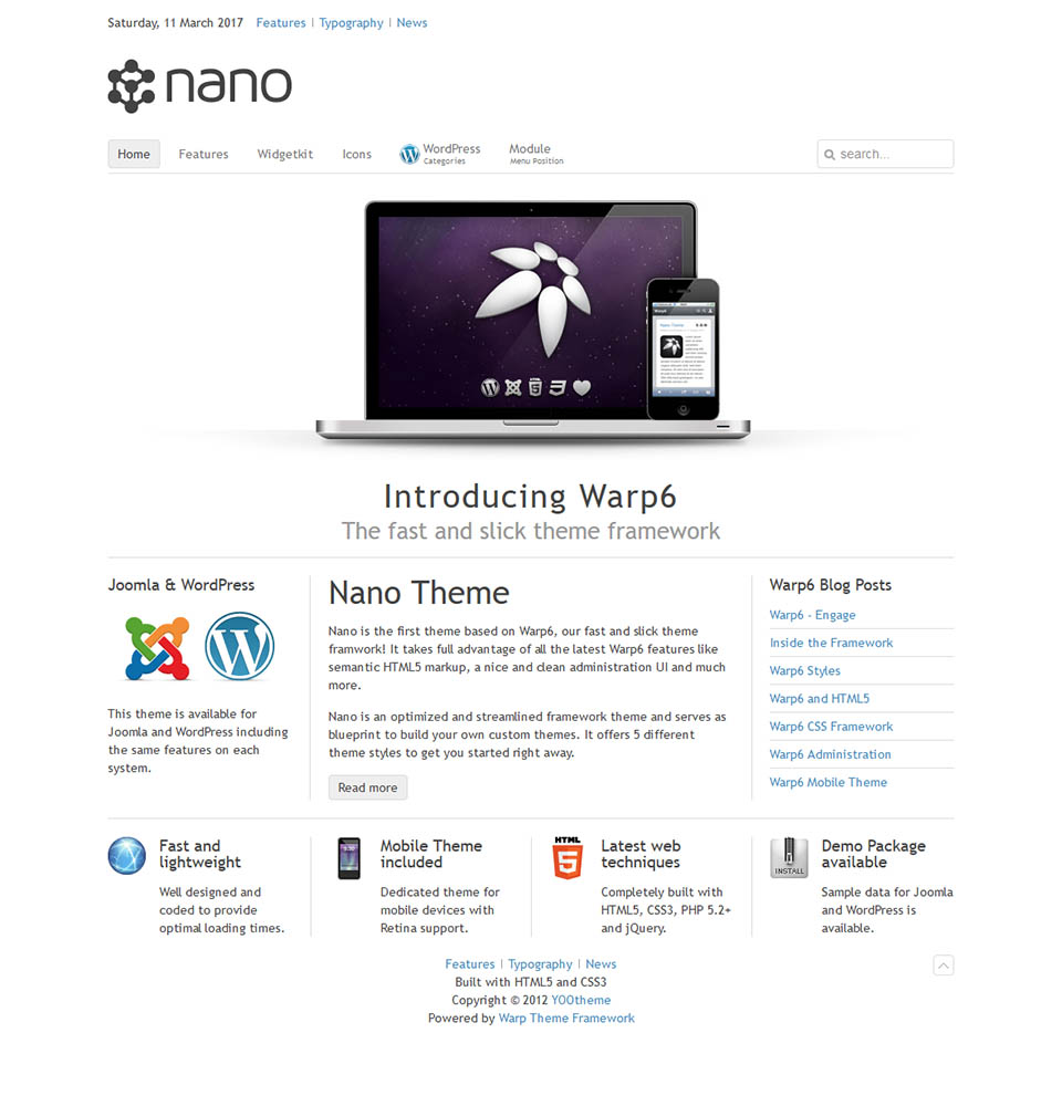 WordPress template YOOtheme Nano