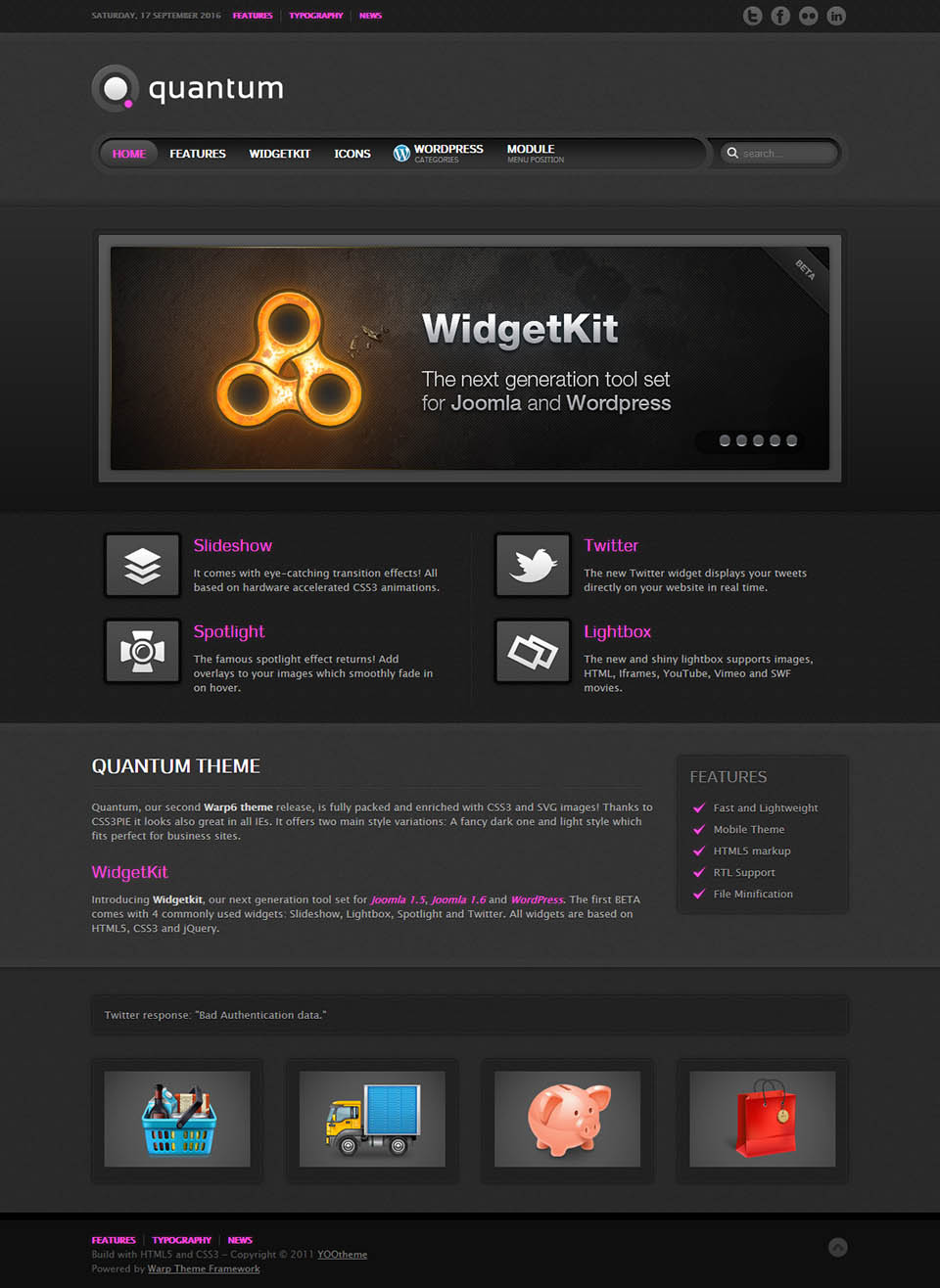 WordPress template YOOtheme Quantum