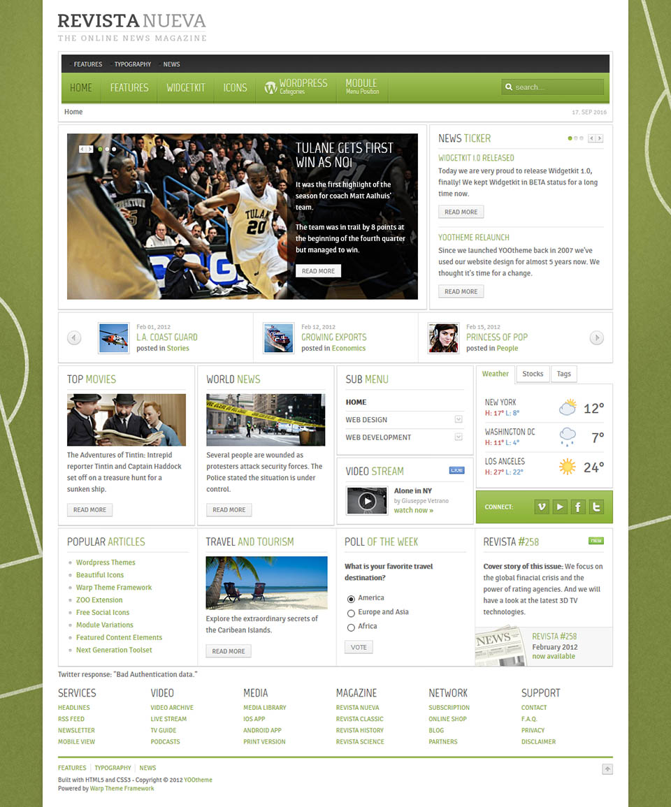 WordPress template YOOtheme Revista