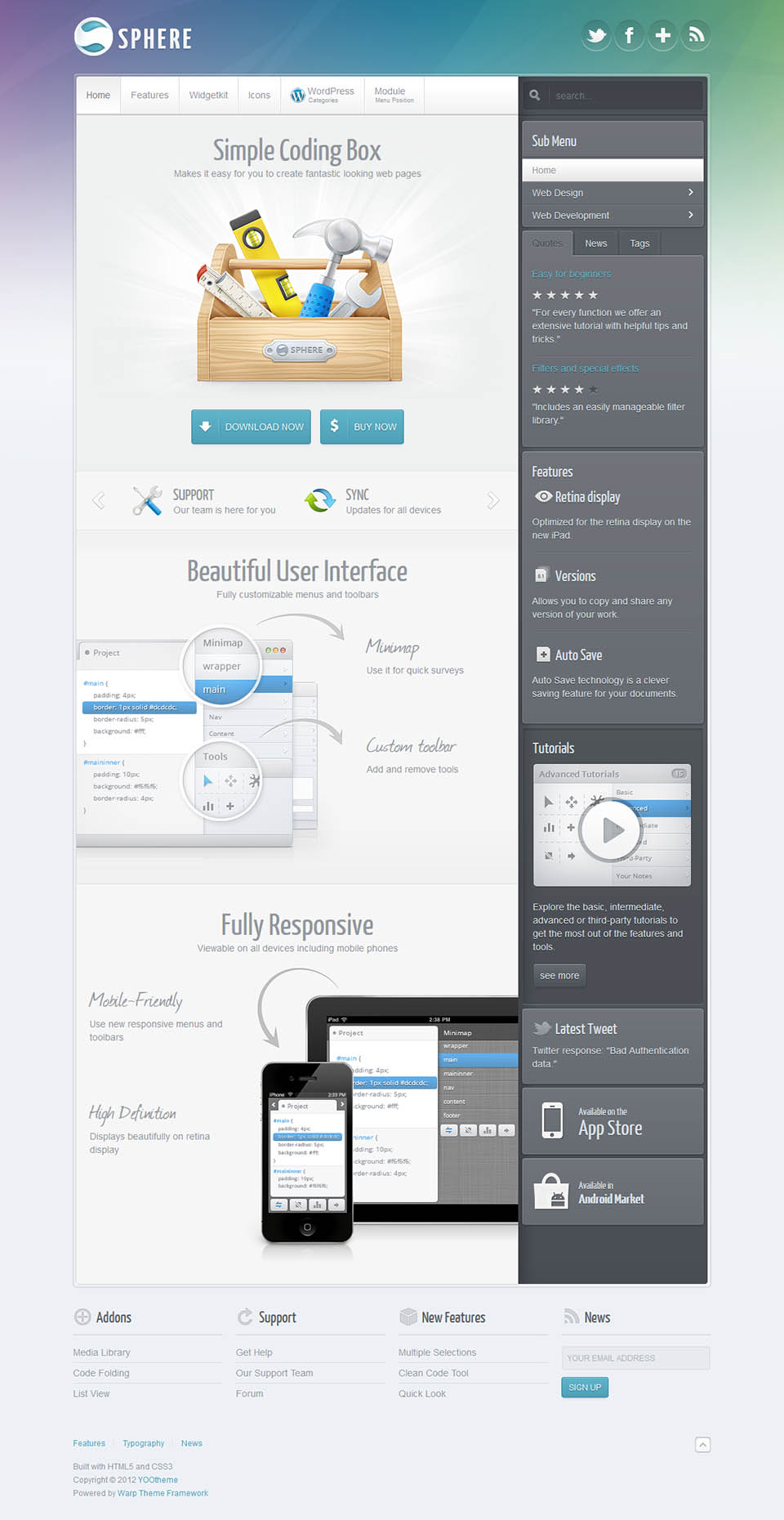 WordPress template YOOtheme Sphere