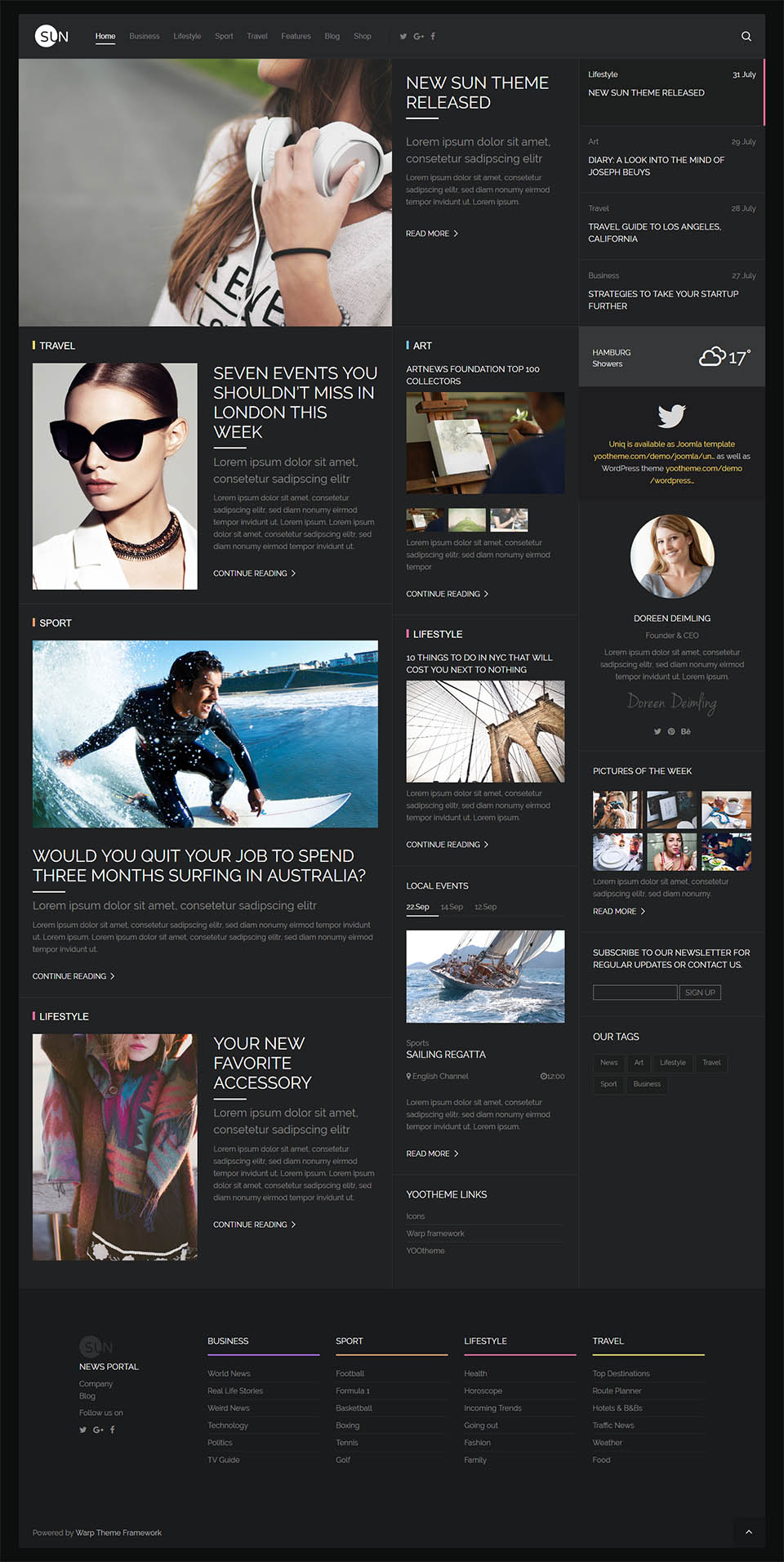 WordPress template YOOtheme Sun