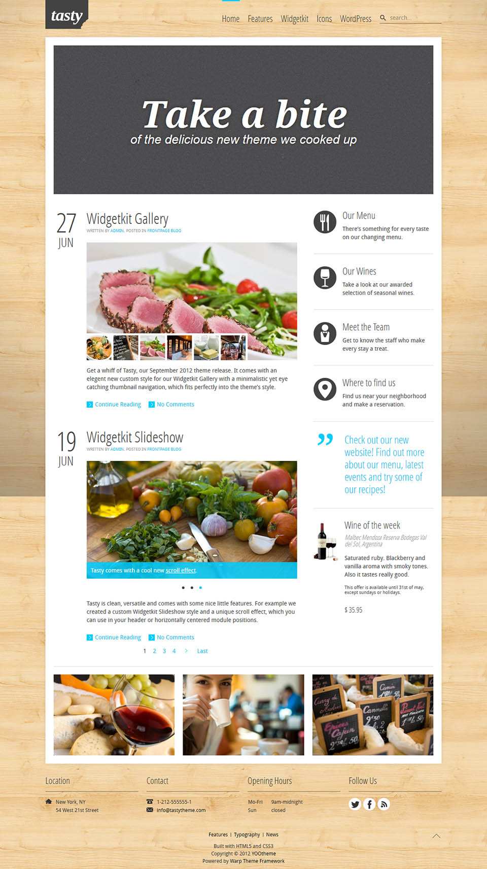 WordPress template YOOtheme Tasty