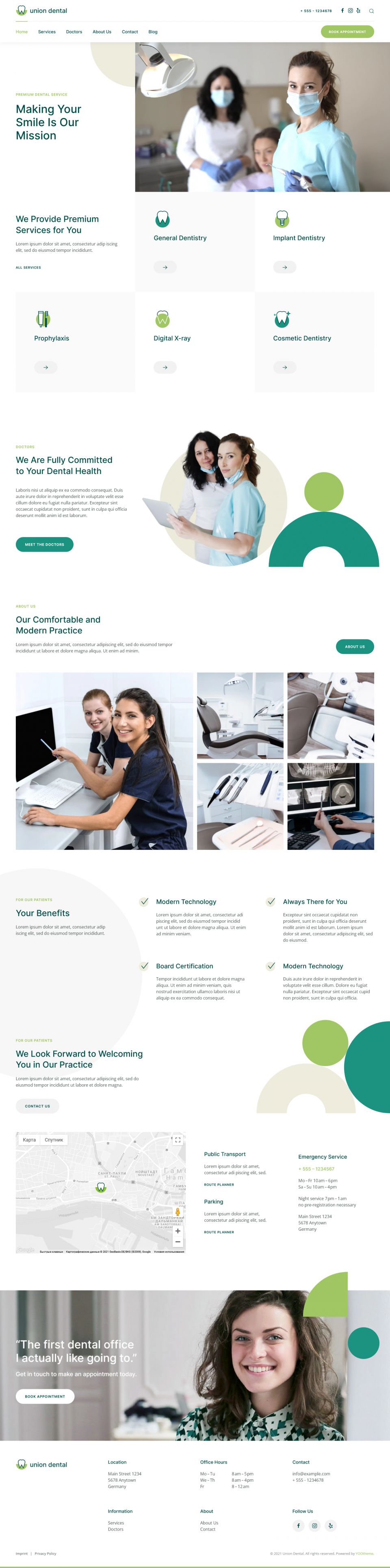 WordPress template YOOtheme Union Dental