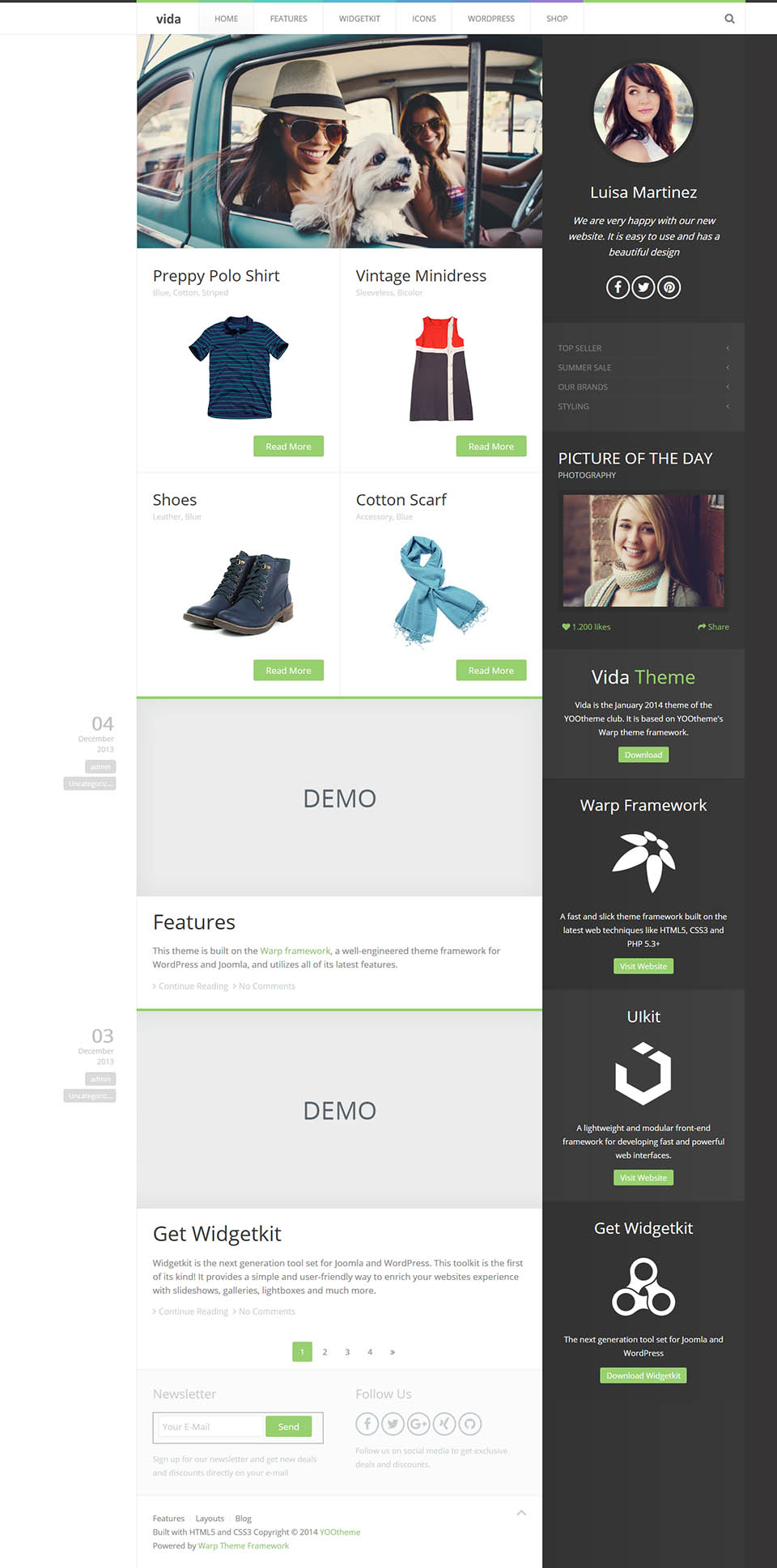 WordPress template YOOtheme Vida