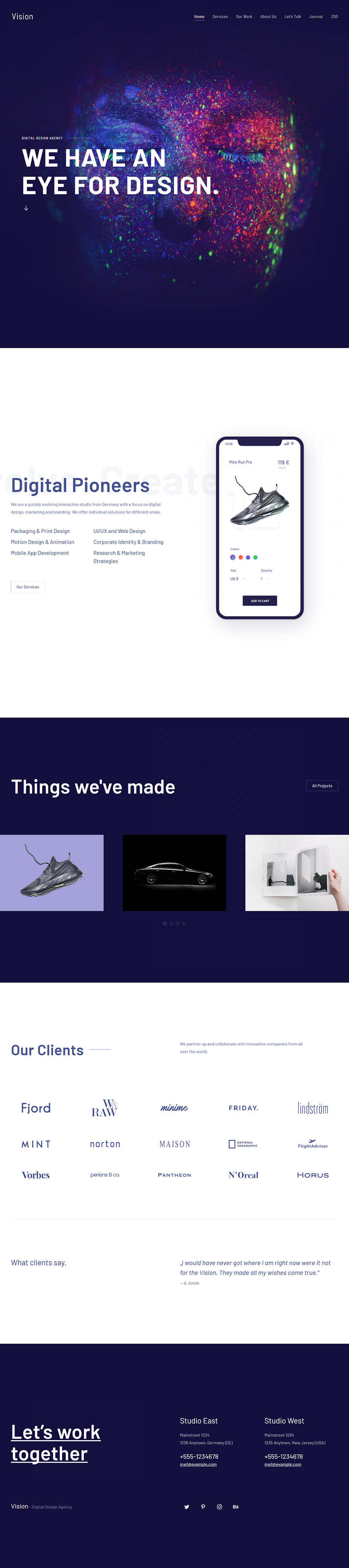 WordPress template YOOtheme Vision