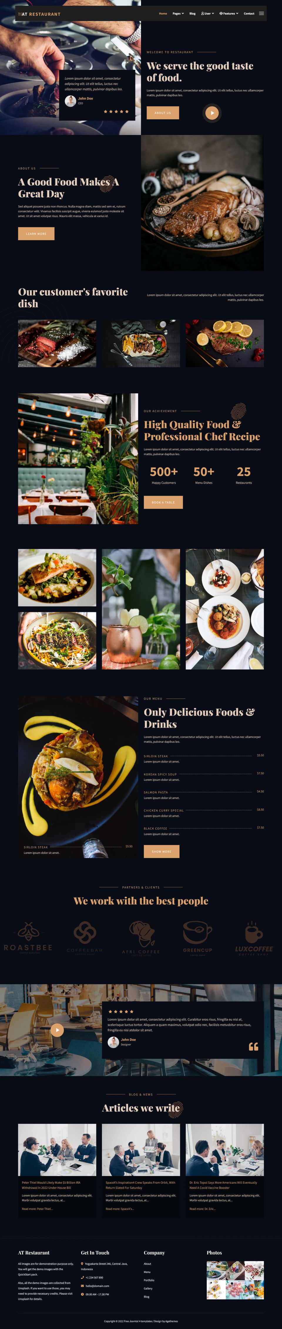 Joomla template AGE Themes Restaurant