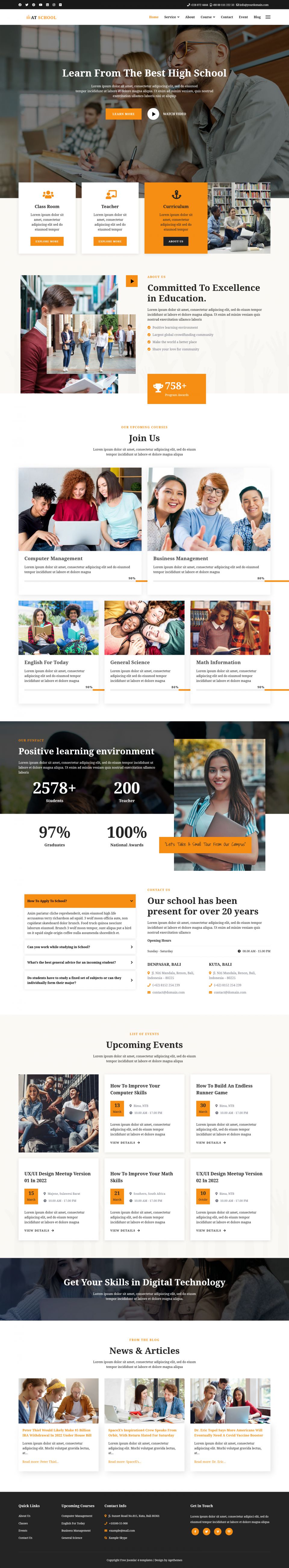 Template AGE Themes School Onepage Joomla template AGE Themes School Onepage