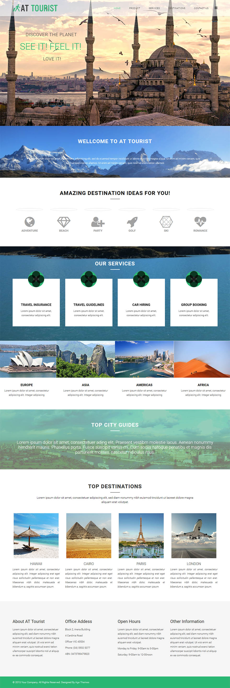 Joomla template AGE Themes Tourist Onepage