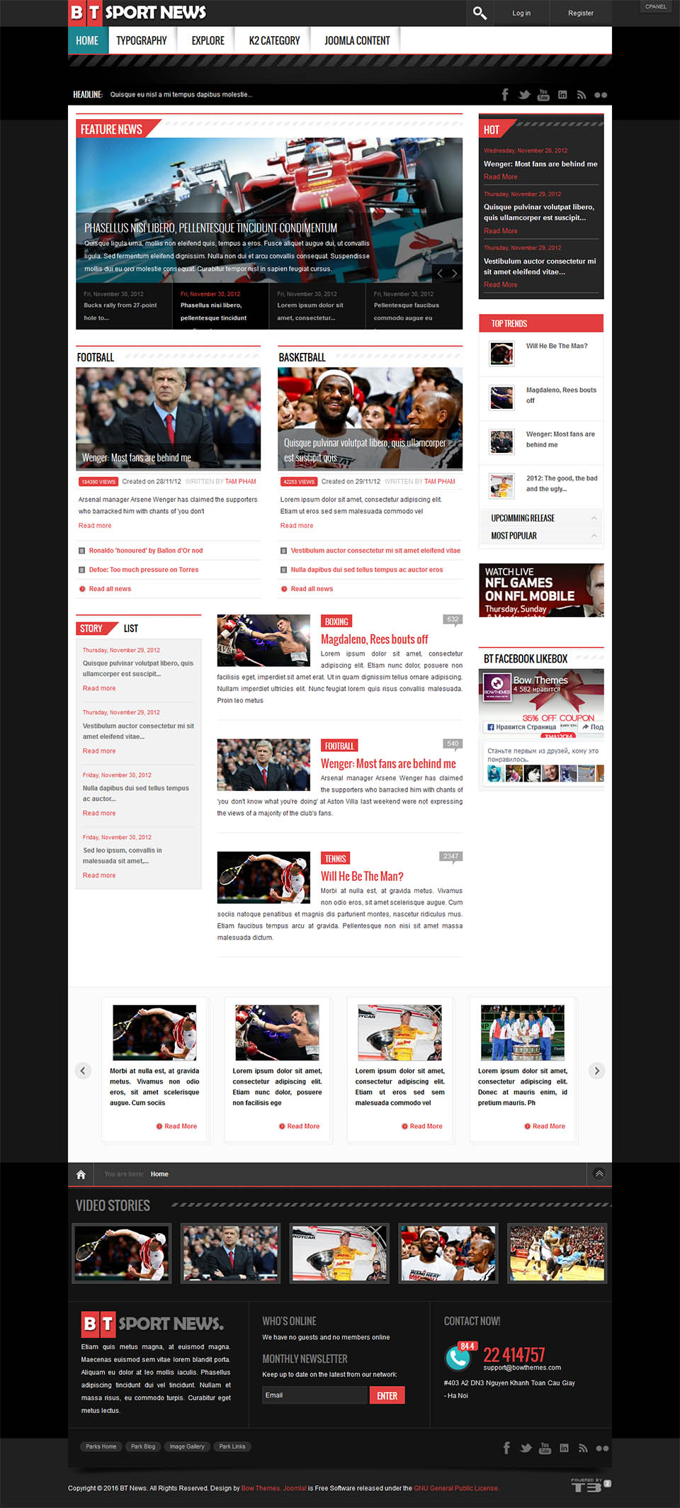 Template BowThemes News Joomla template BowThemes News