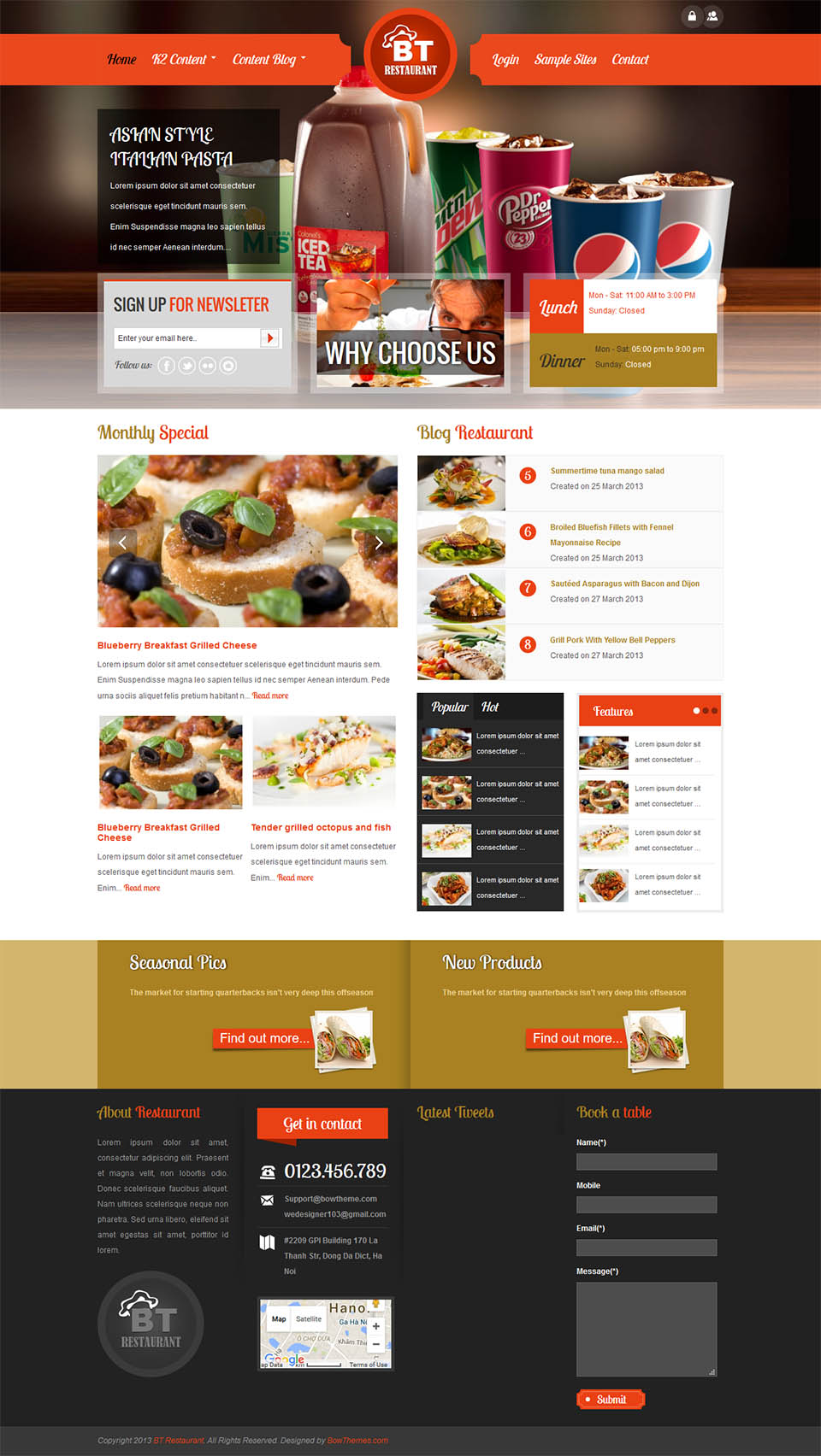 Template BowThemes Restaurant Joomla template BowThemes Restaurant