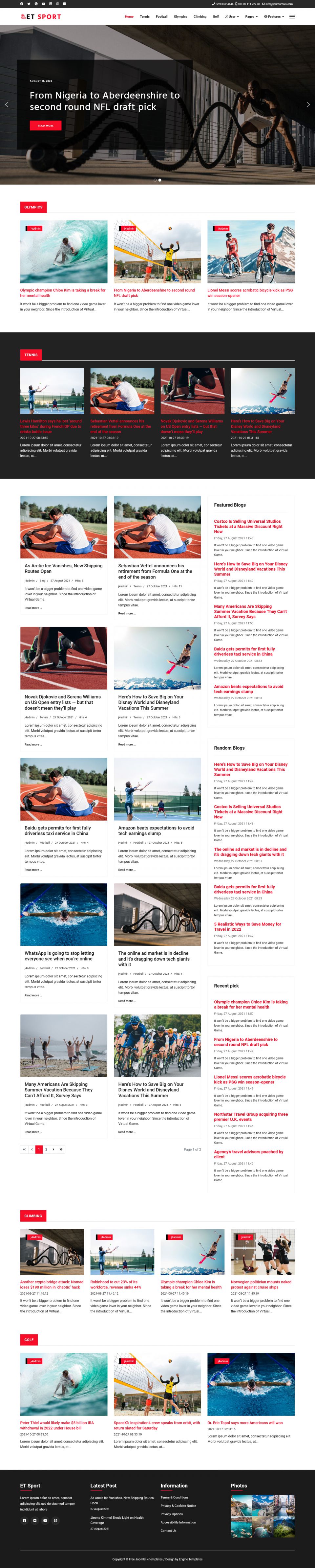 Template EngineTemplates Sport Joomla template EngineTemplates Sport