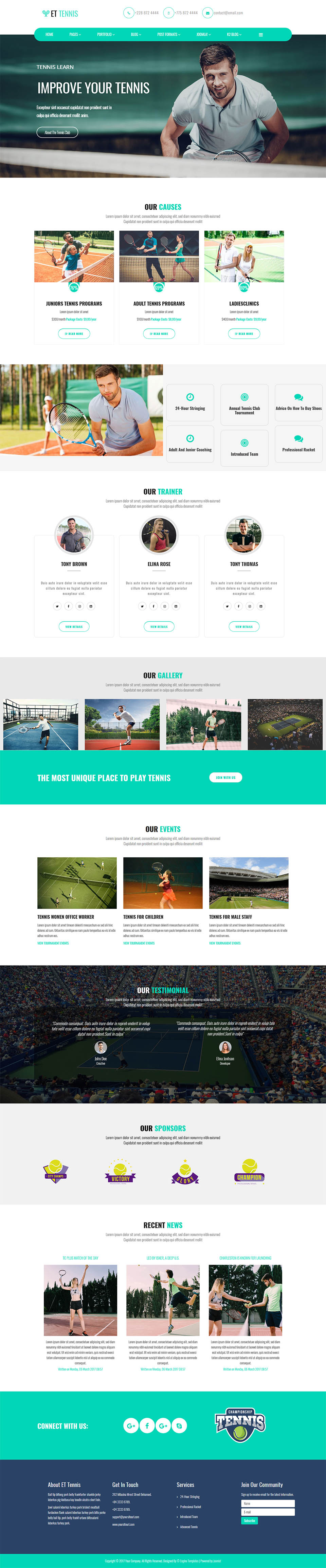 Template EngineTemplates Tennis Joomla template EngineTemplates Tennis