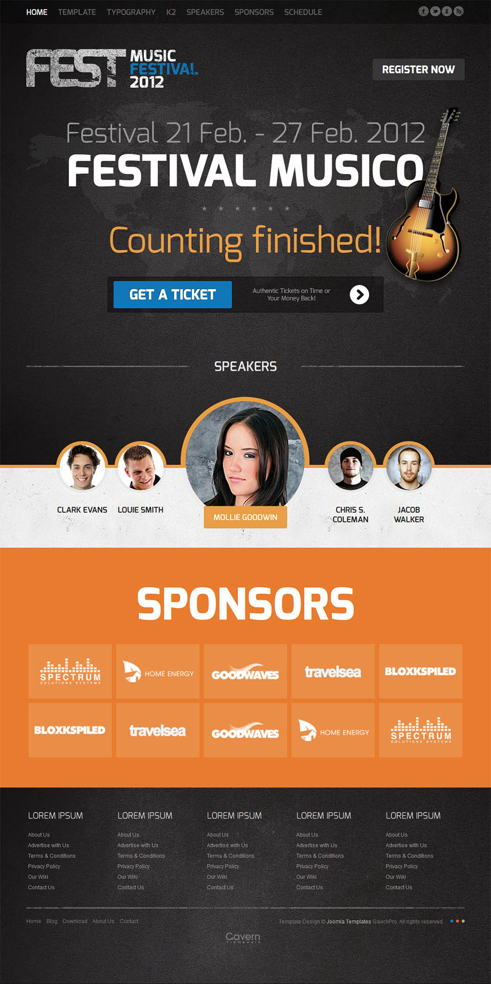Template GavickPro Fest Joomla template GavickPro Fest