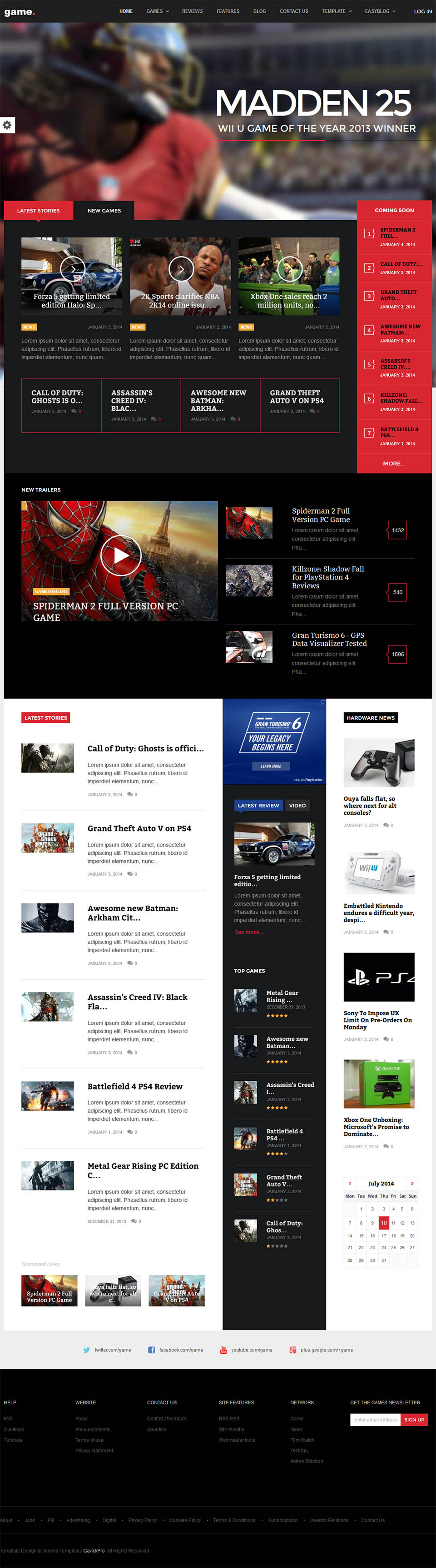 Template GavickPro Game Joomla template GavickPro Game