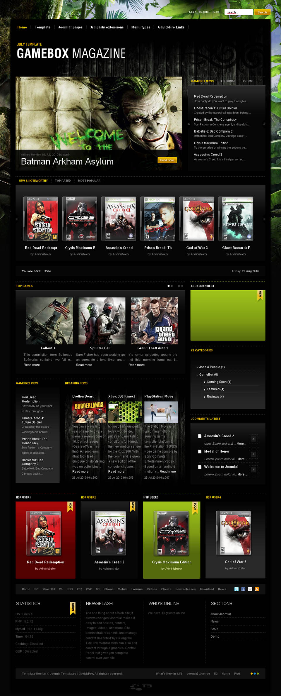 Joomla template GavickPro Gamebox