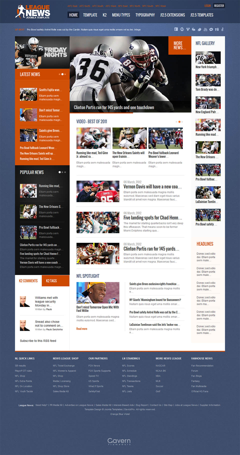 Template GavickPro League News Joomla template GavickPro League News
