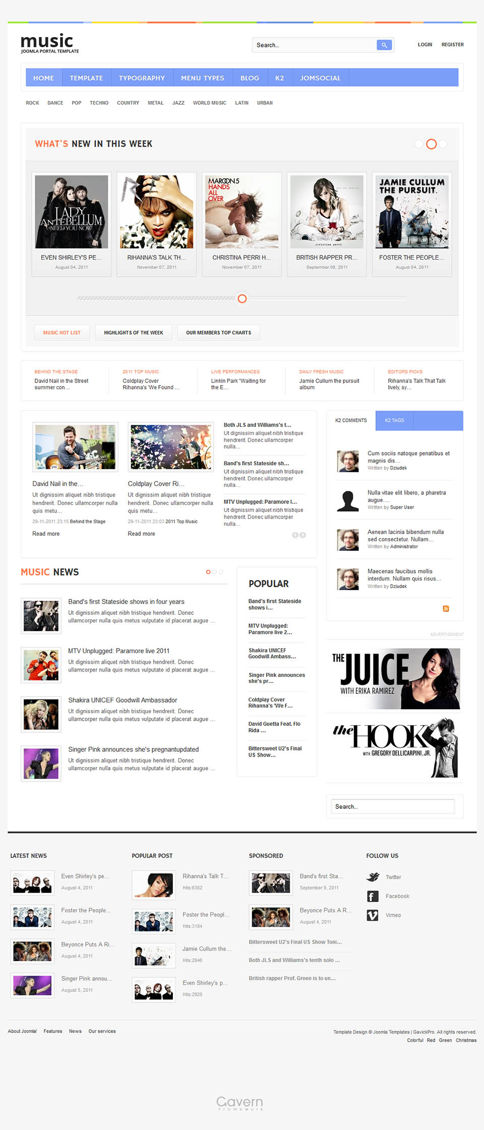 Template GavickPro Music Joomla template GavickPro Music