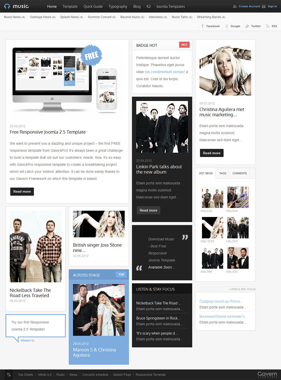 Template GavickPro Music Free Joomla template GavickPro Music Free