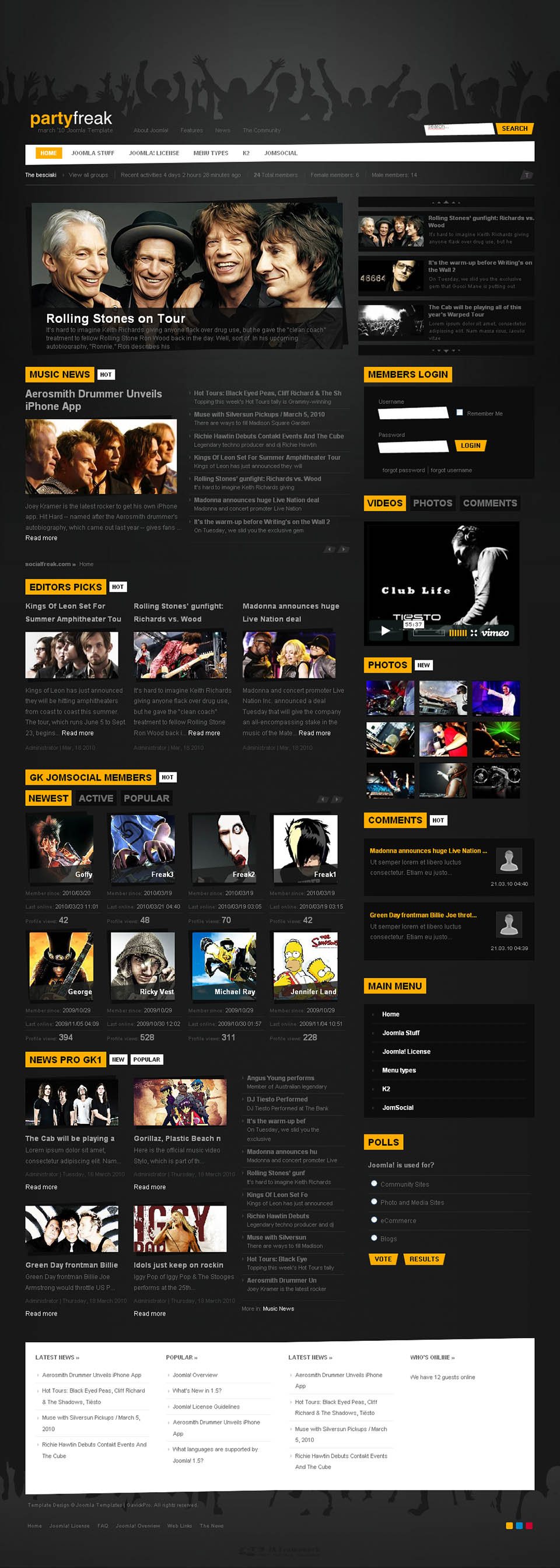 Template GavickPro Party Freak Joomla template GavickPro Party Freak