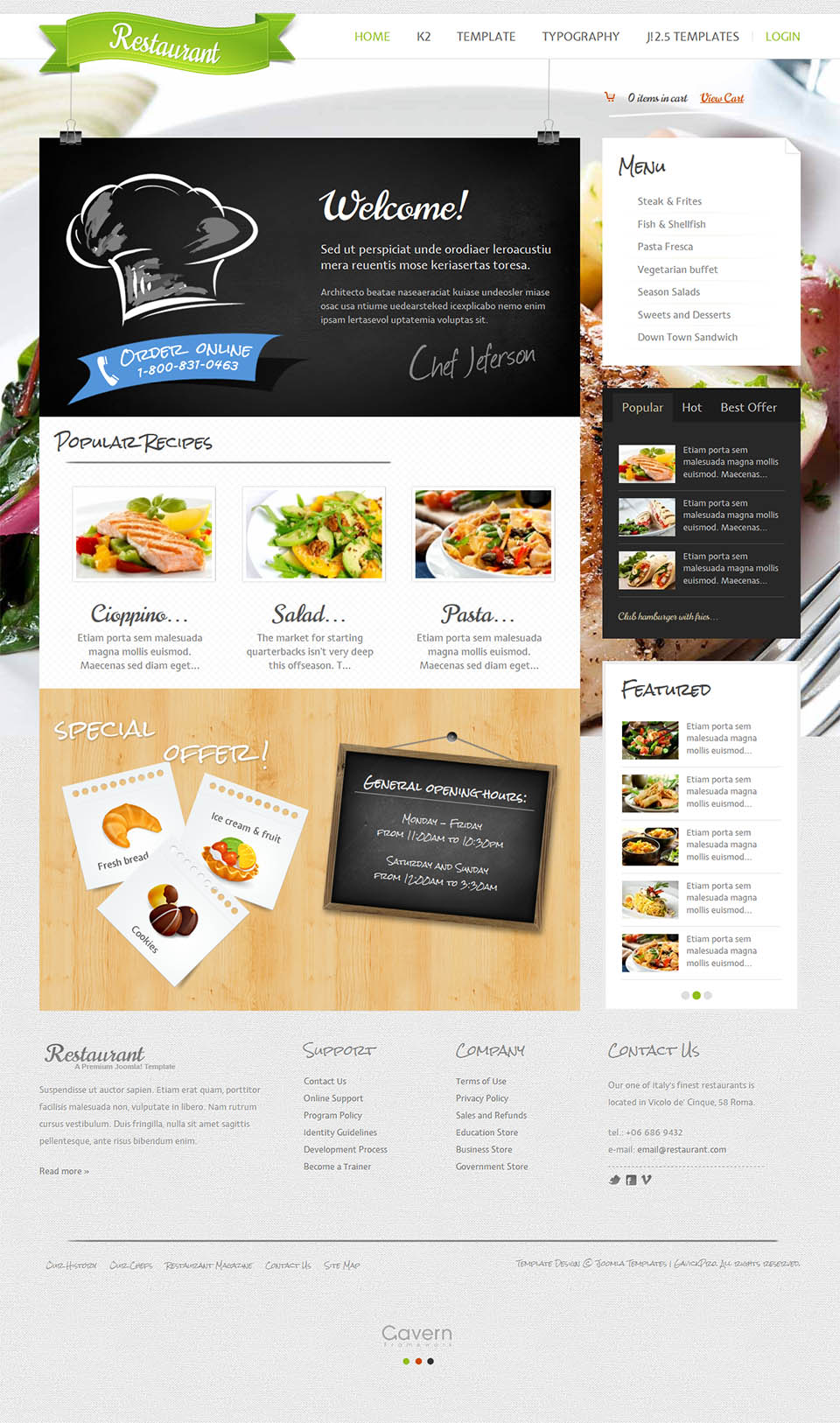 Joomla template GavickPro Restaurant