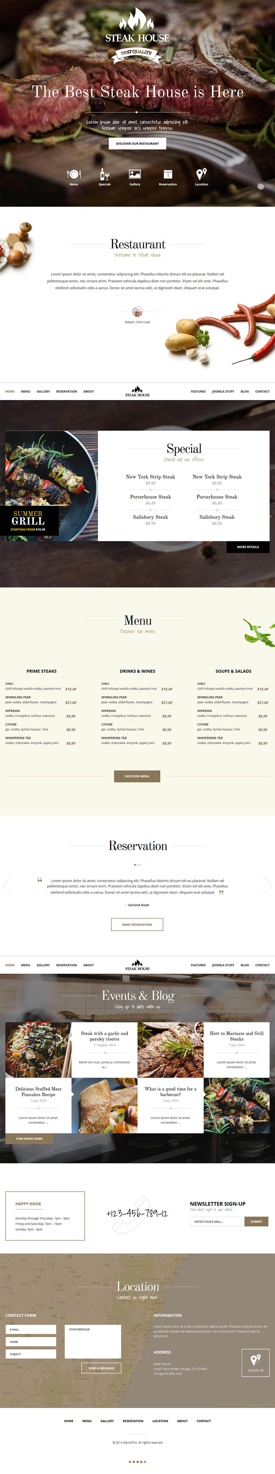 Joomla template GavickPro Steak House