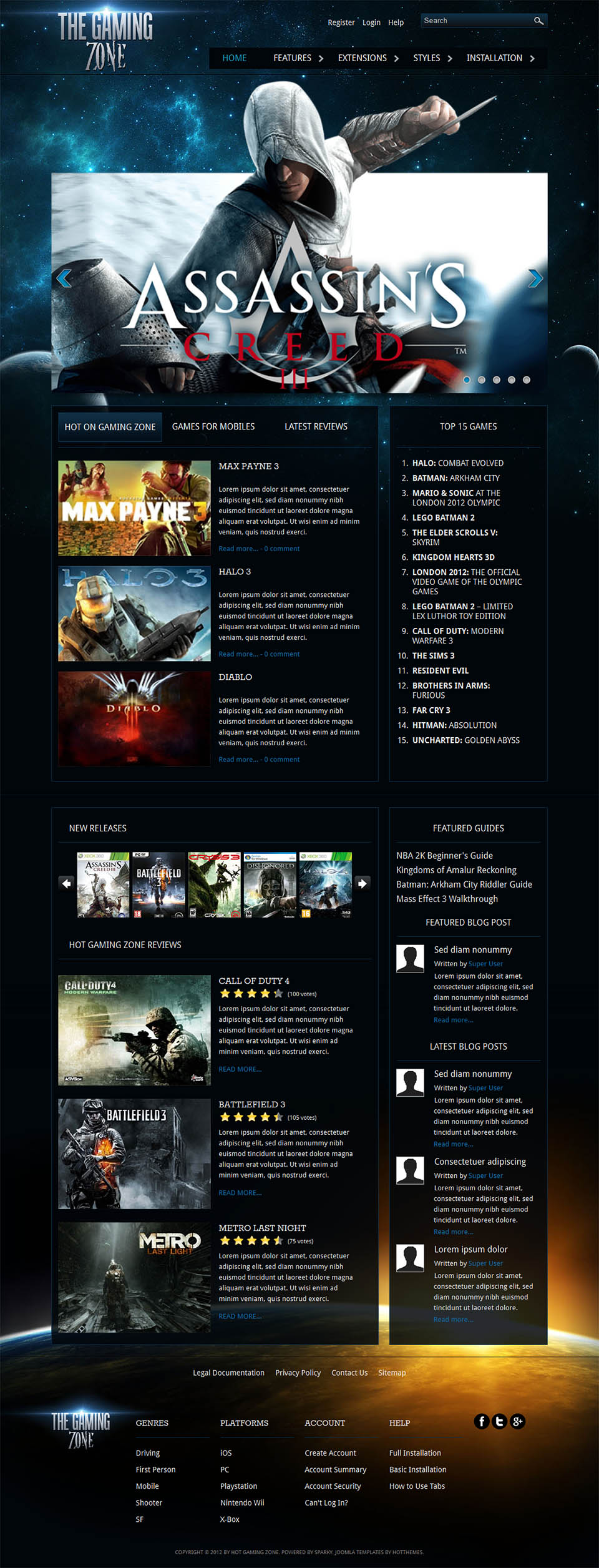 Joomla template HotThemes Gaming Zone