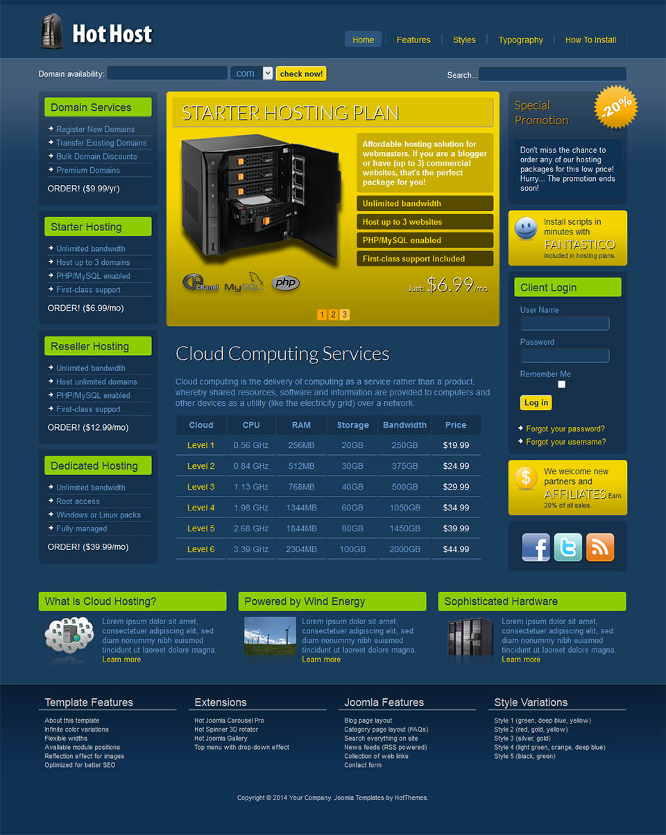 Joomla template HotThemes Host