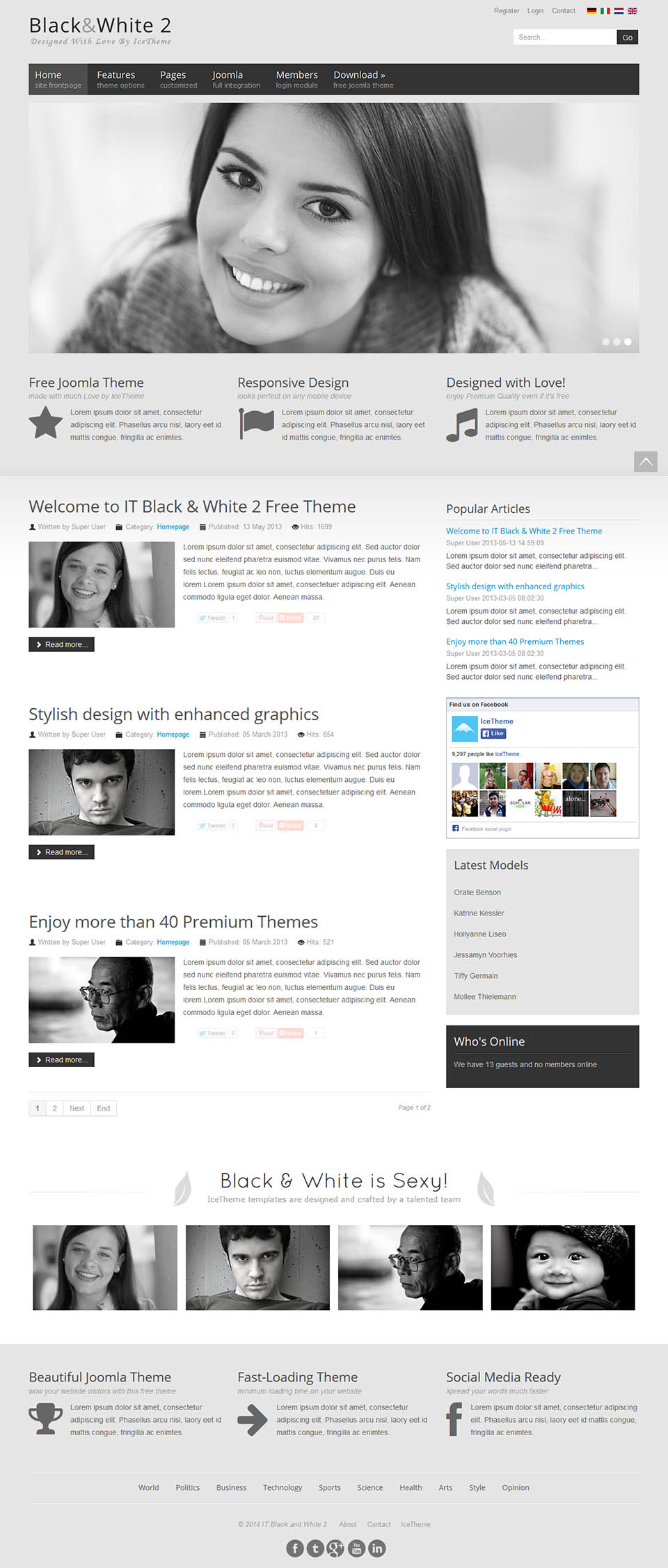 Joomla template IceTheme Black & White 2