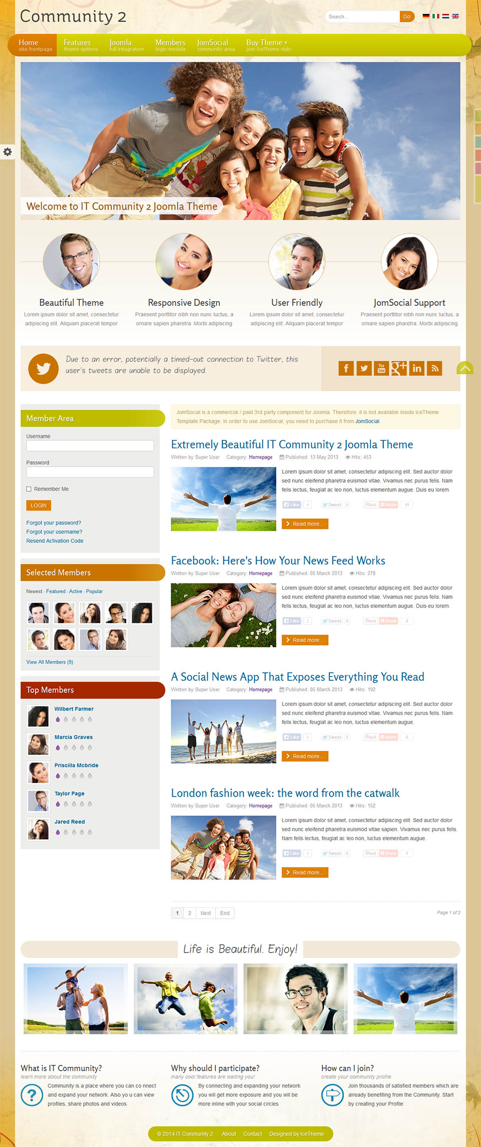 IceTheme Community 2 v2.0.0 the community template for Joomla