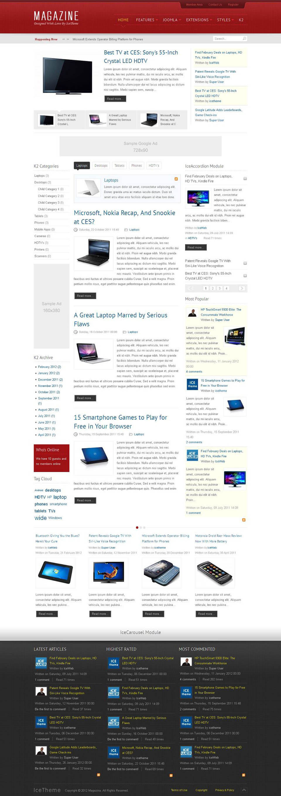 Template IceTheme Magazine Joomla template IceTheme Magazine