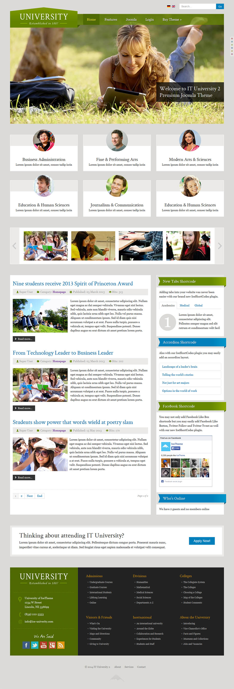 Template IceTheme University 2 Joomla template IceTheme University 2