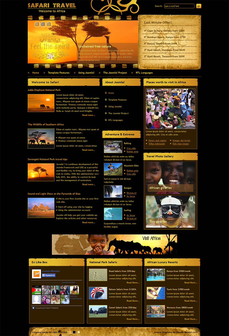 Template Joomla-Monster Safari Joomla template Joomla-Monster Safari