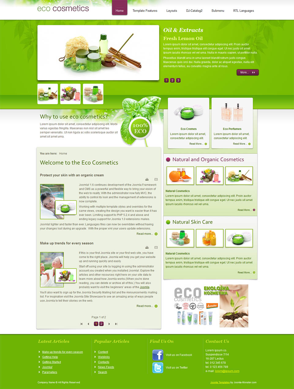 Template Joomla-Monster Eco Cosmetics Joomla template Joomla-Monster Eco Cosmetics