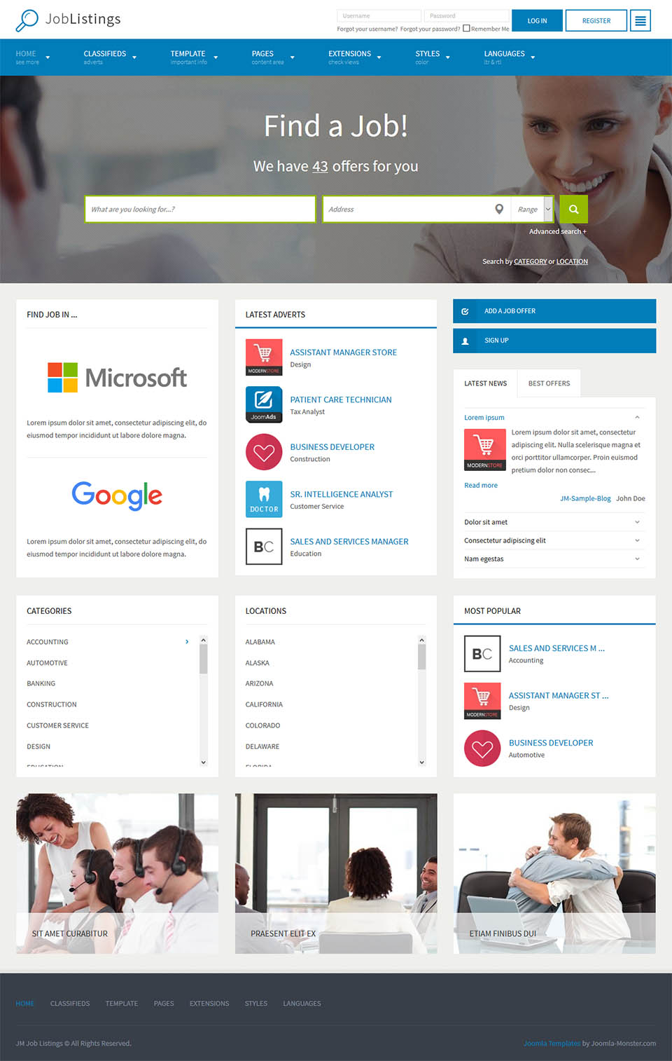 Template Joomla-Monster Job Listings Joomla template Joomla-Monster Job Listings
