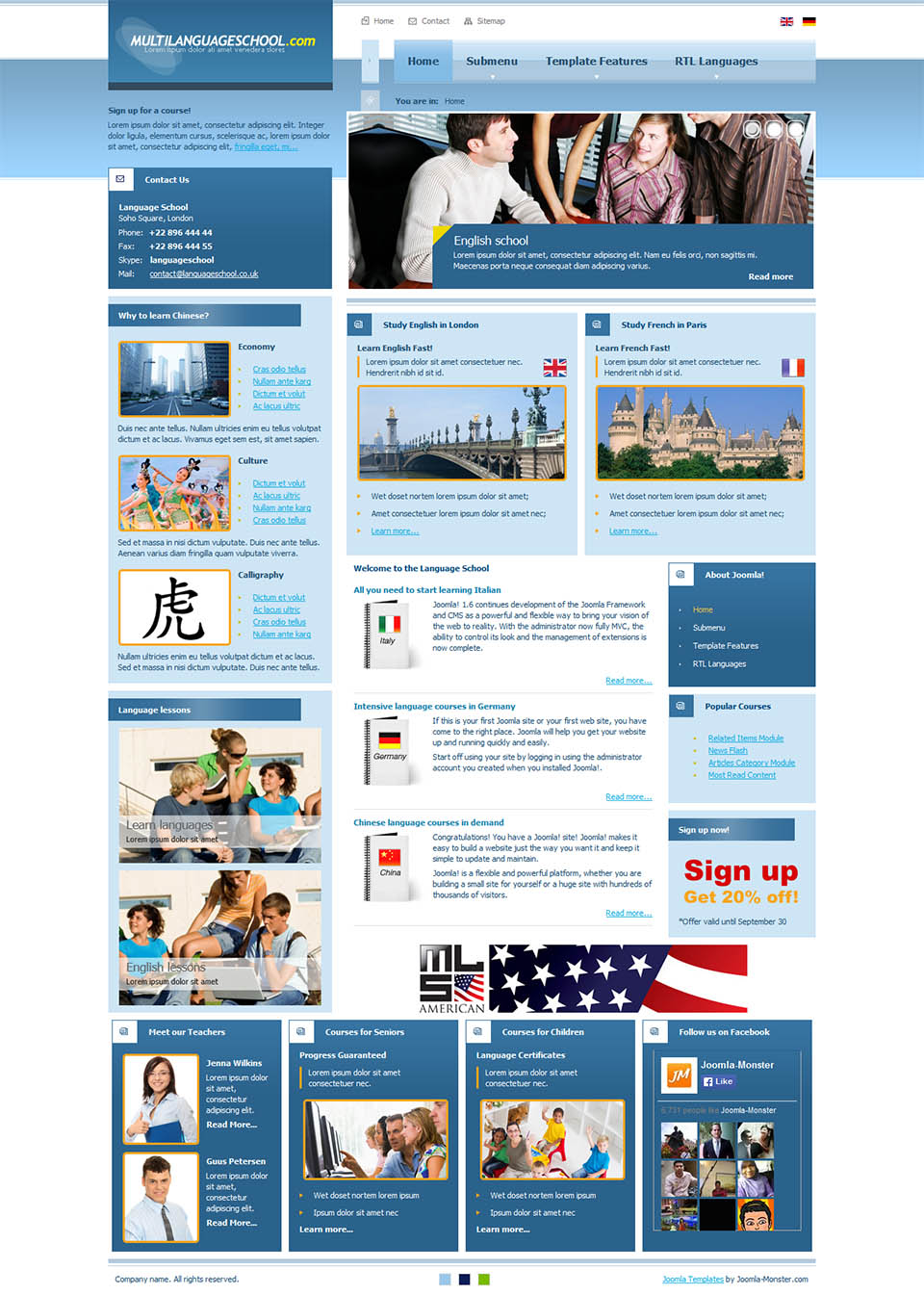 Joomla template Joomla-Monster Language School