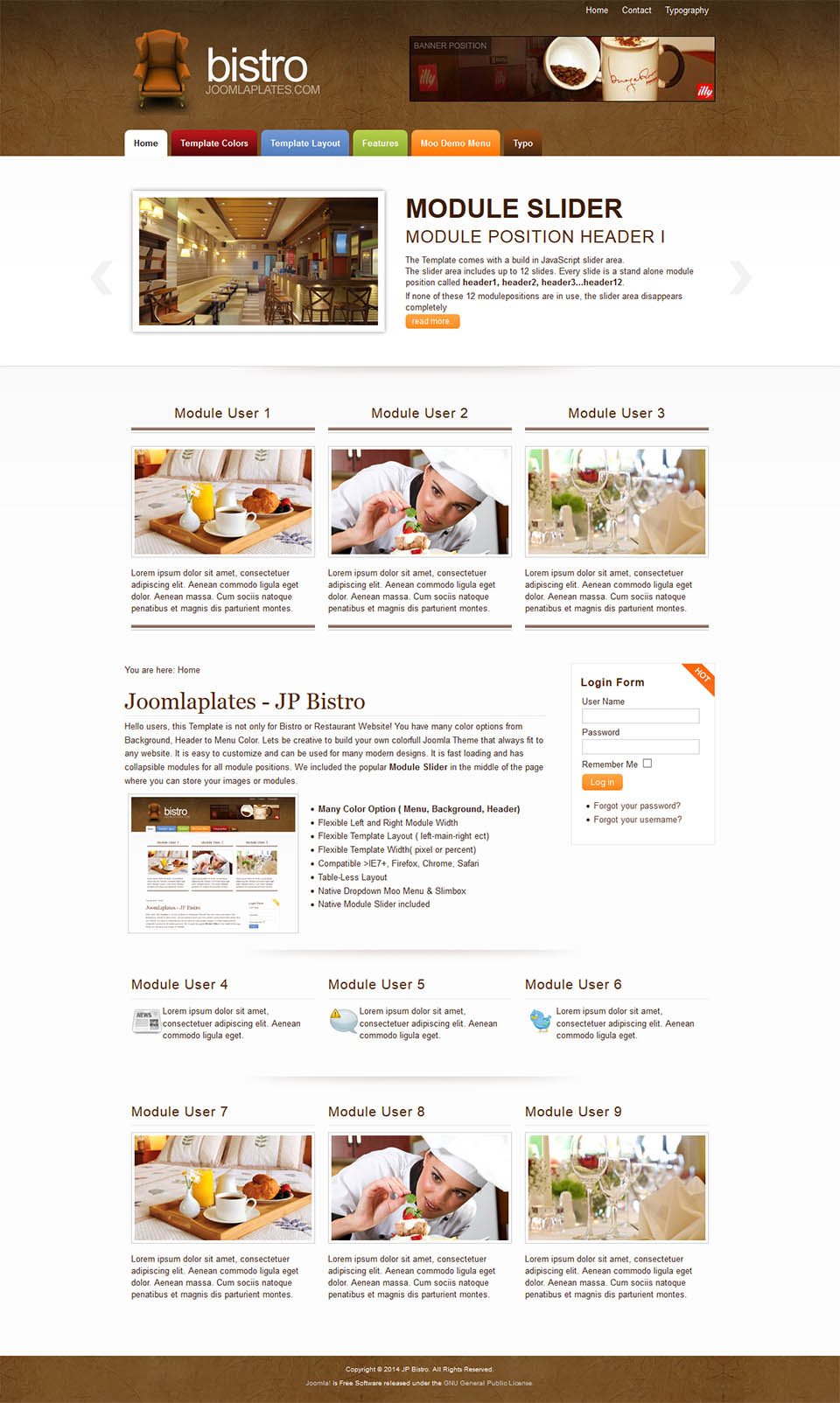 Joomla template JoomlaPlates Bistro