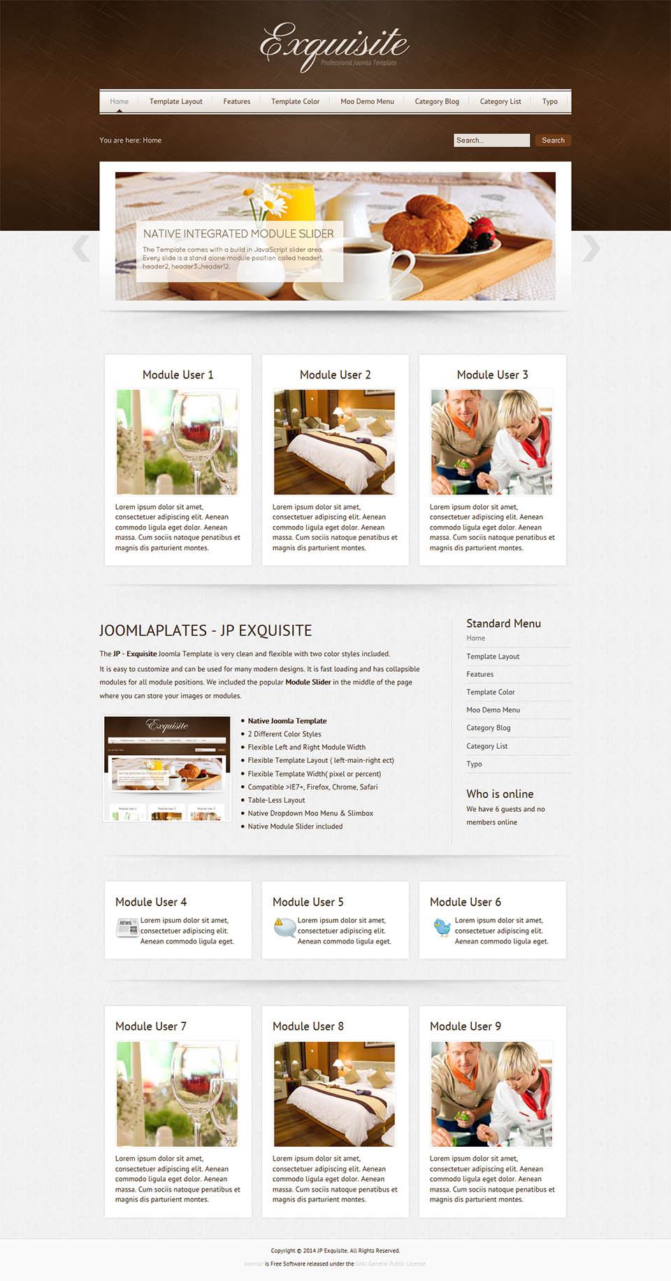 Template JoomlaPlates Exquisite Joomla template JoomlaPlates Exquisite