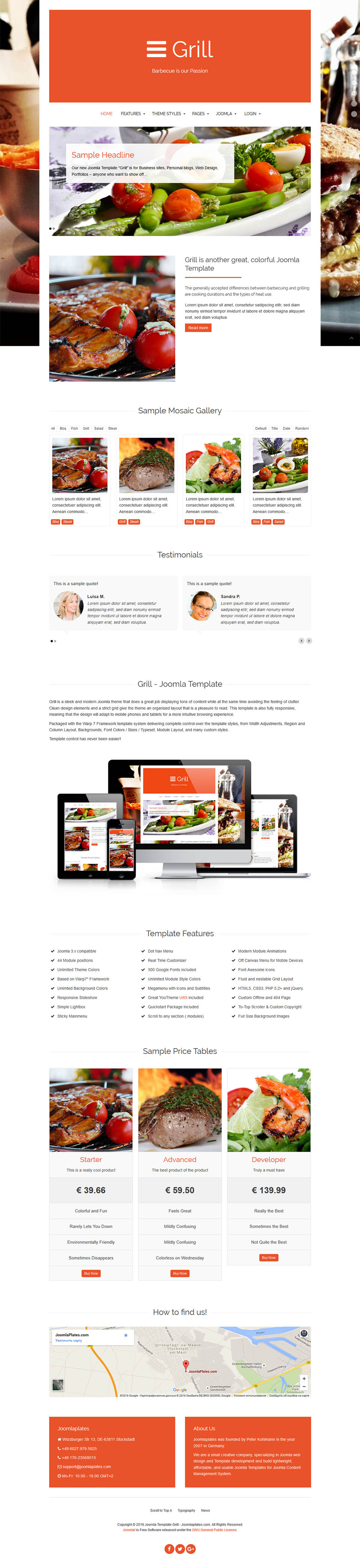 Template JoomlaPlates Grill Joomla template JoomlaPlates Grill