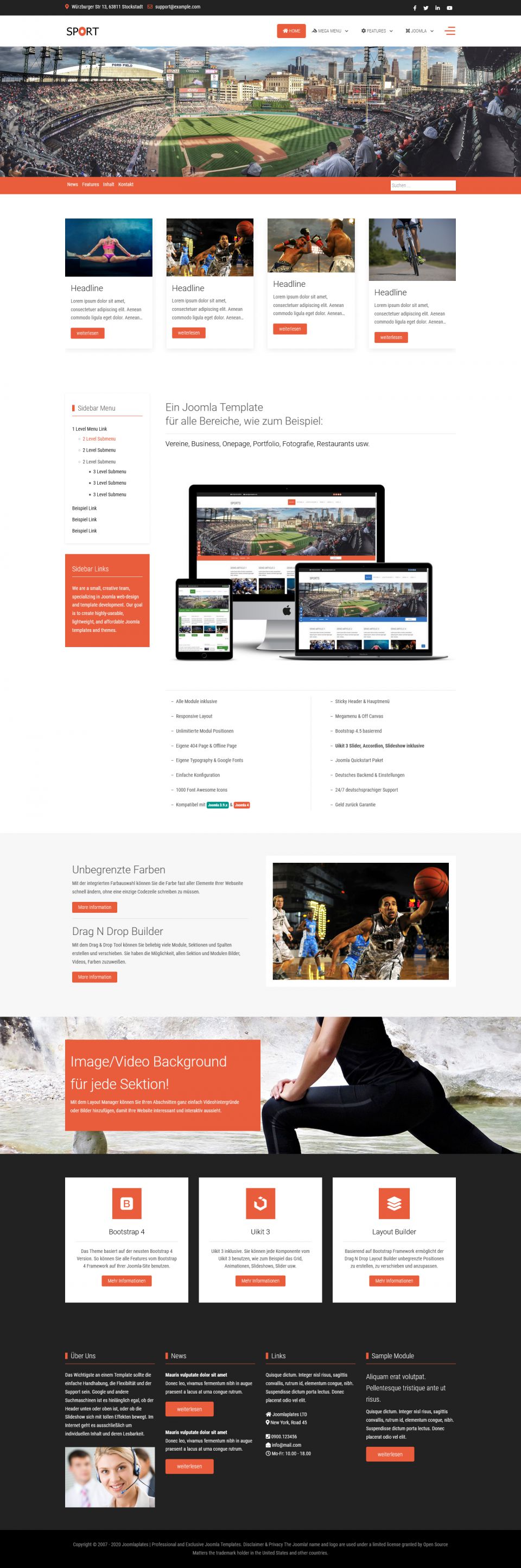 Template JoomlaPlates Sport Joomla template JoomlaPlates Sport