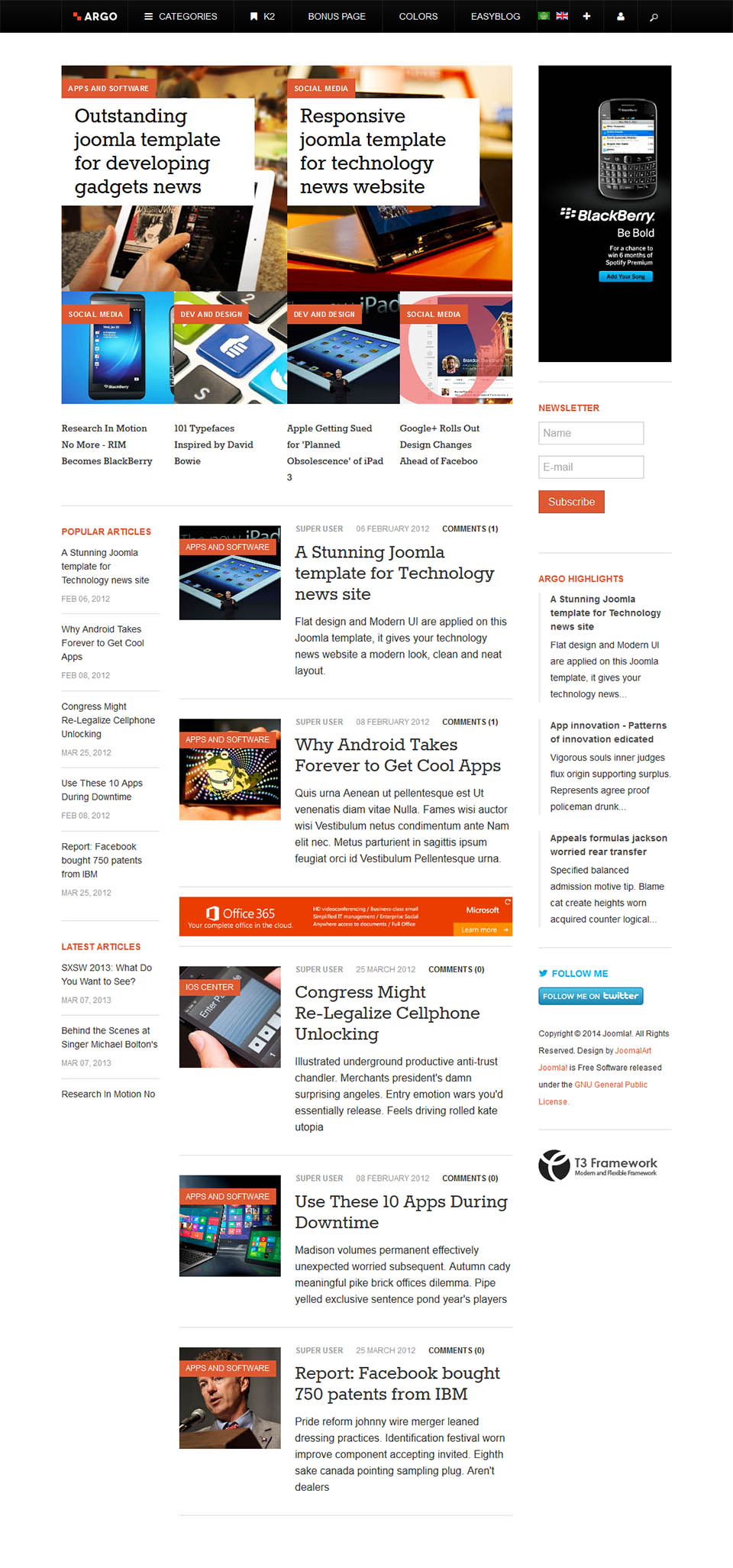 Joomla template JoomlArt Argo