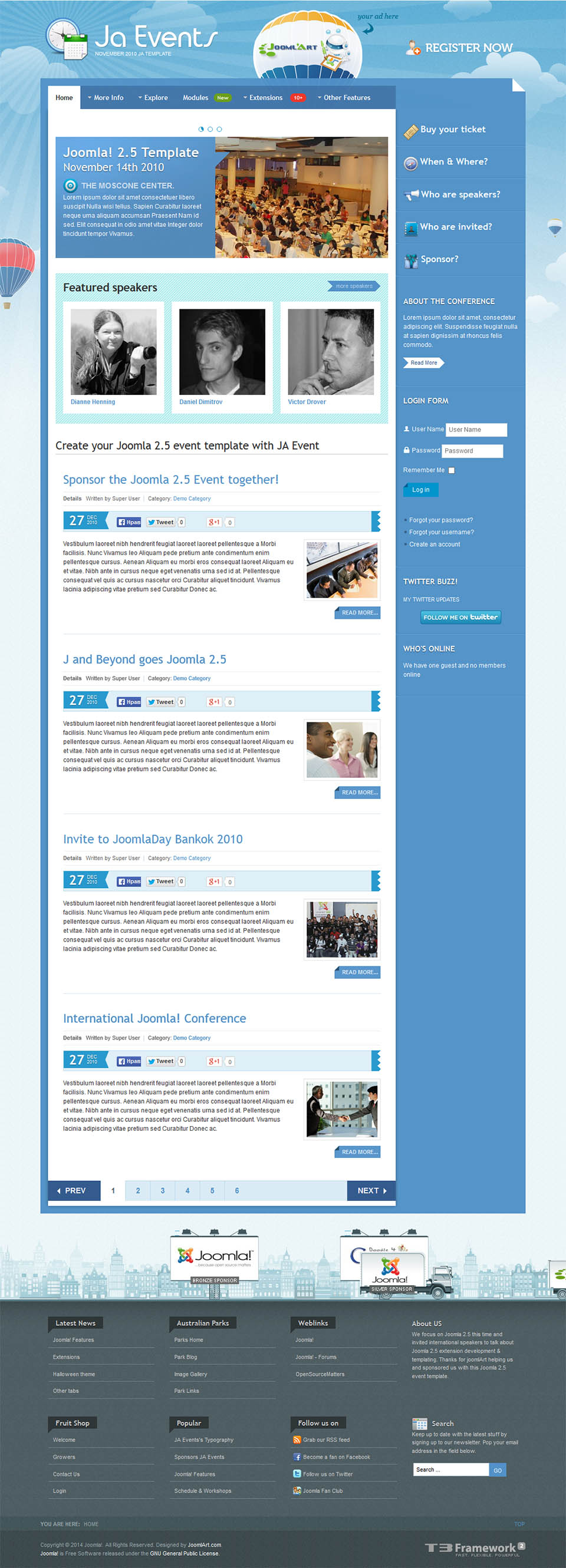 Template JoomlArt Events Joomla template JoomlArt Events