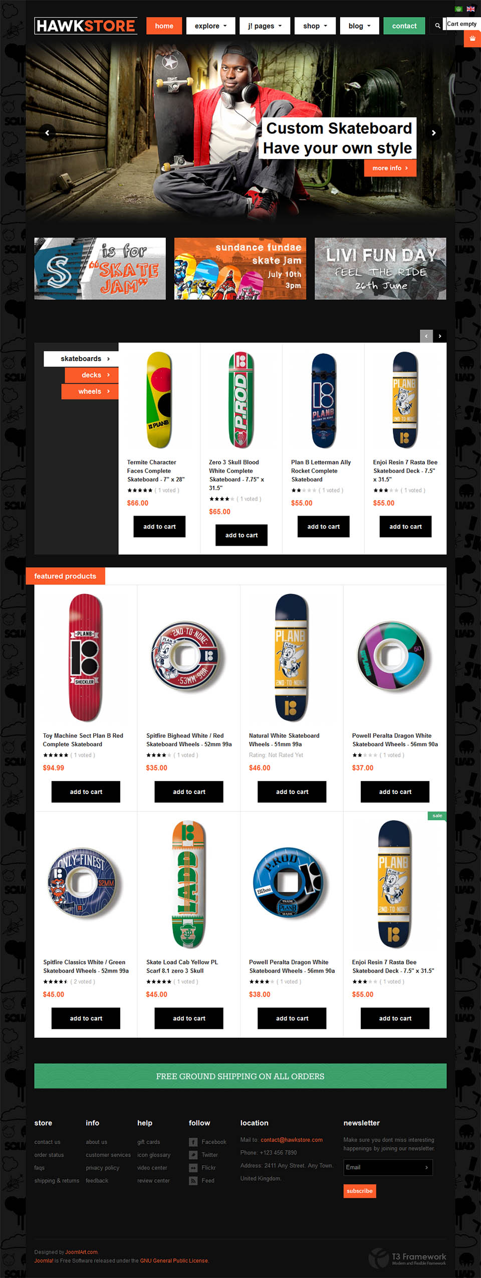 Template JoomlArt Hawkstore Joomla template JoomlArt Hawkstore