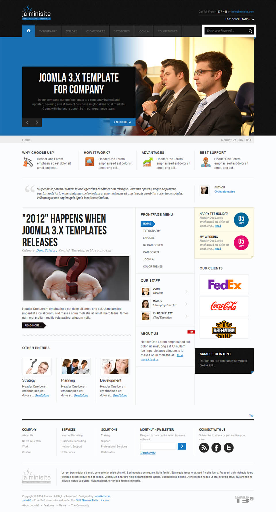 Template JoomlArt Minisite Joomla template JoomlArt Minisite
