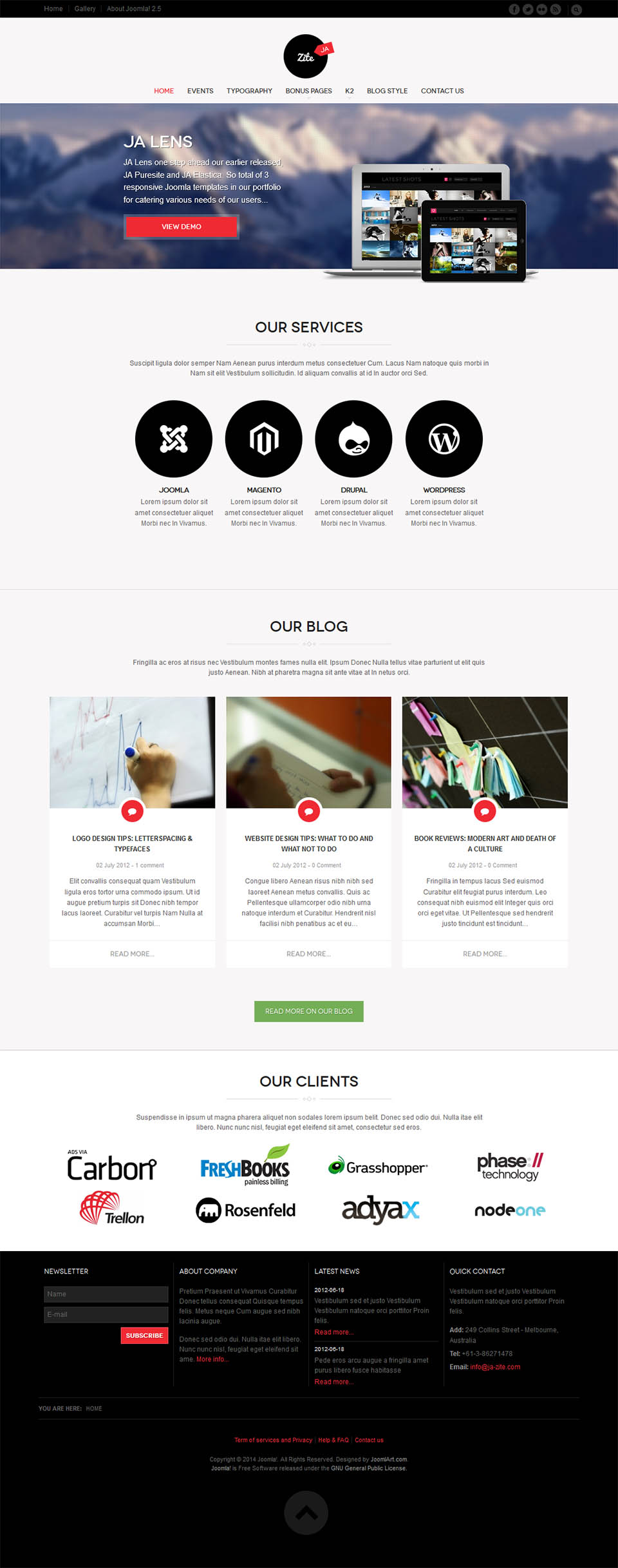 Joomla template JoomlArt Zite